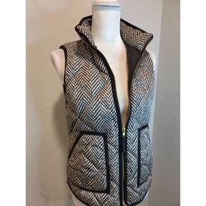 J. Crew Excursion quilted down black & tan vest